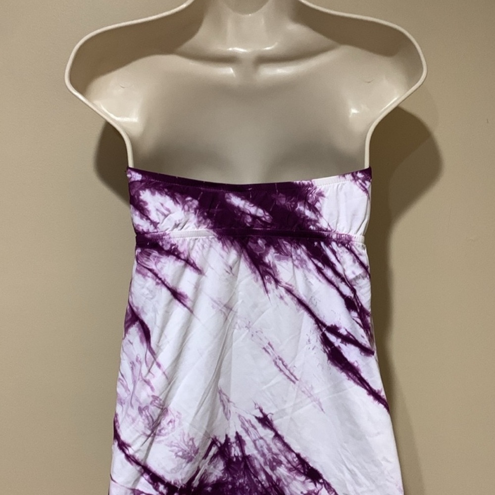 Lucky Brand Purple and White Tie-Dye Tankini, size L - Picture 2 of 7